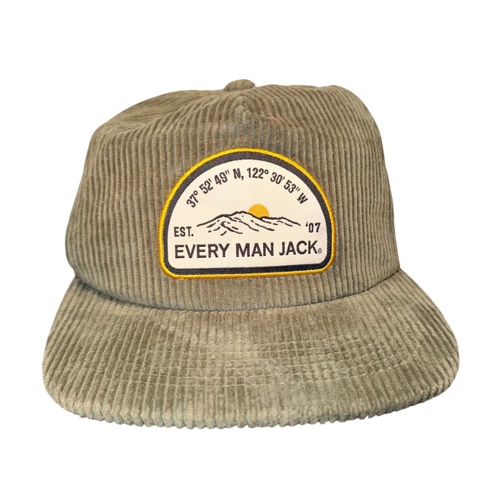 Every Man Jack‎ Corduroy Patch Snapback Cap Limited Edition Cotton Recycled Brim